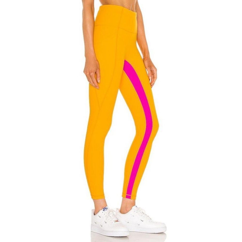 All Access Bandier Pocket Legging S High Rise Orange Pink Colorblock Workout Y2K
